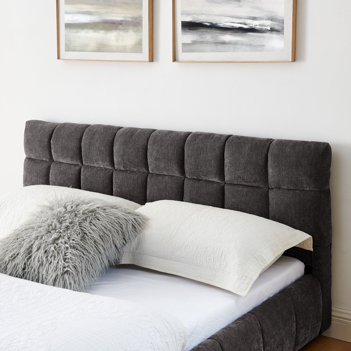 Modern Platform Bed Frame With Thick Fabric - The Sleep Loft - Online Mattress Showroom NYC