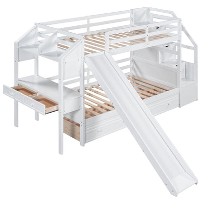 Bunk Bed With Storage Staircase, Slide, Desk, Drawers, And Shelves - The Sleep Loft - Online Mattress Showroom NYC