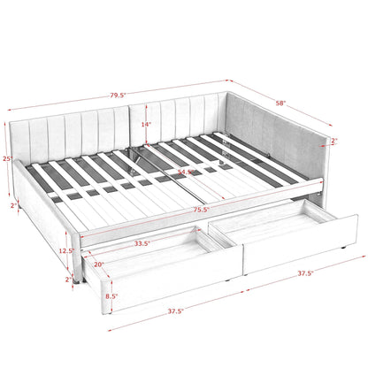 Upholstered Tufted Daybed Frame With Storage Drawers - The Sleep Loft - Online Mattress Showroom NYC