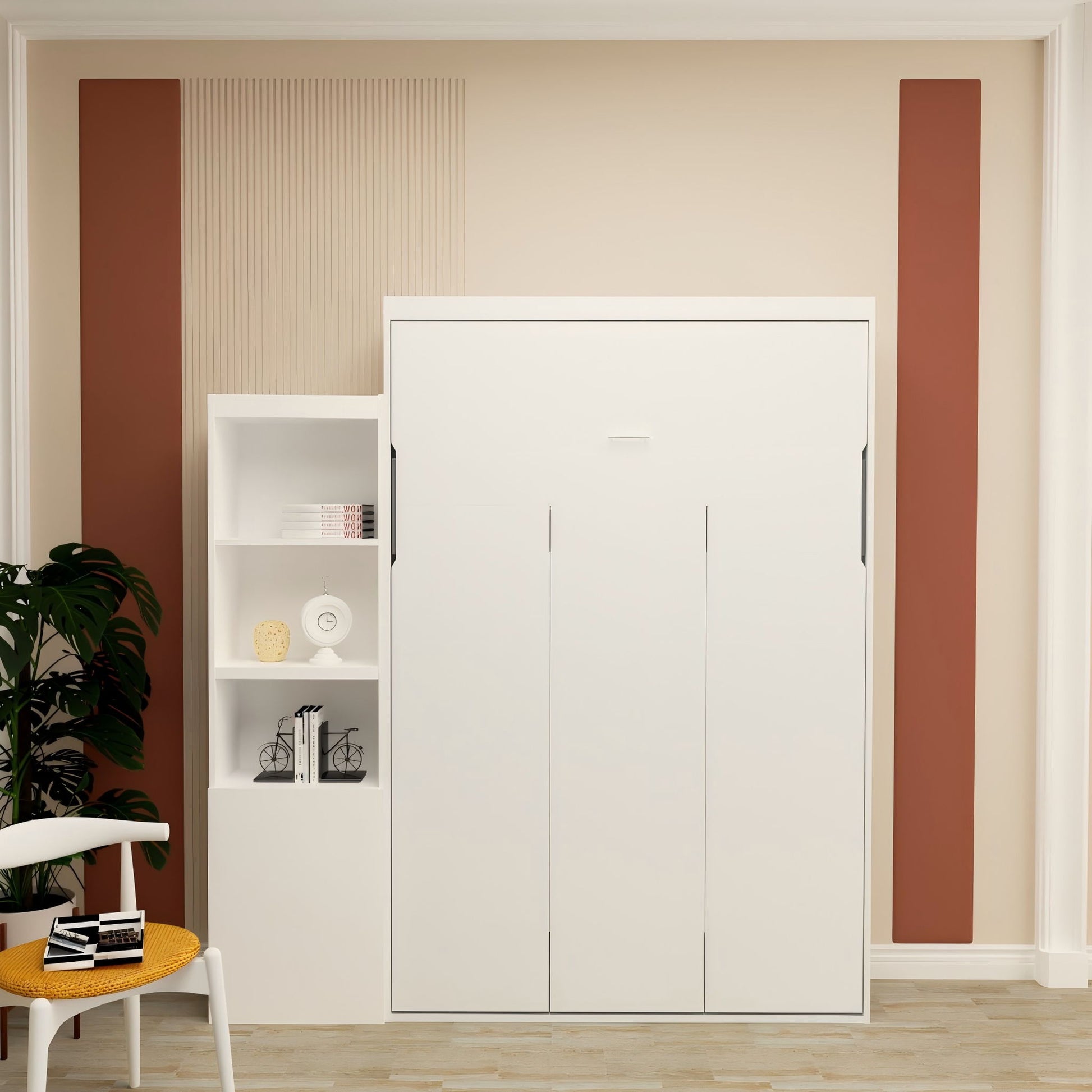 Morden Deisgn Vertical Murphy Bed With Shelf And Drawers For Bedroom Or Guestroom Wall Bed Space Saving Hidden Bed With New Style Gas Struts - The Sleep Loft - Online Mattress Showroom NYC