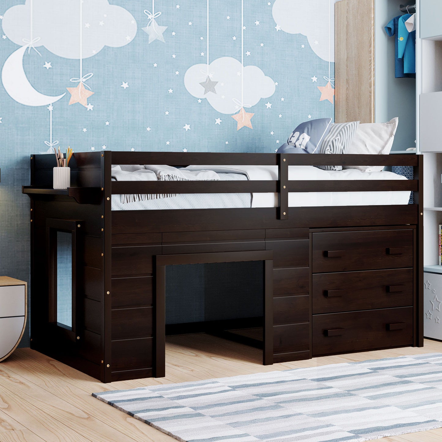 Loft Bed With Cabinet And Shelf - The Sleep Loft - Online Mattress Showroom NYC