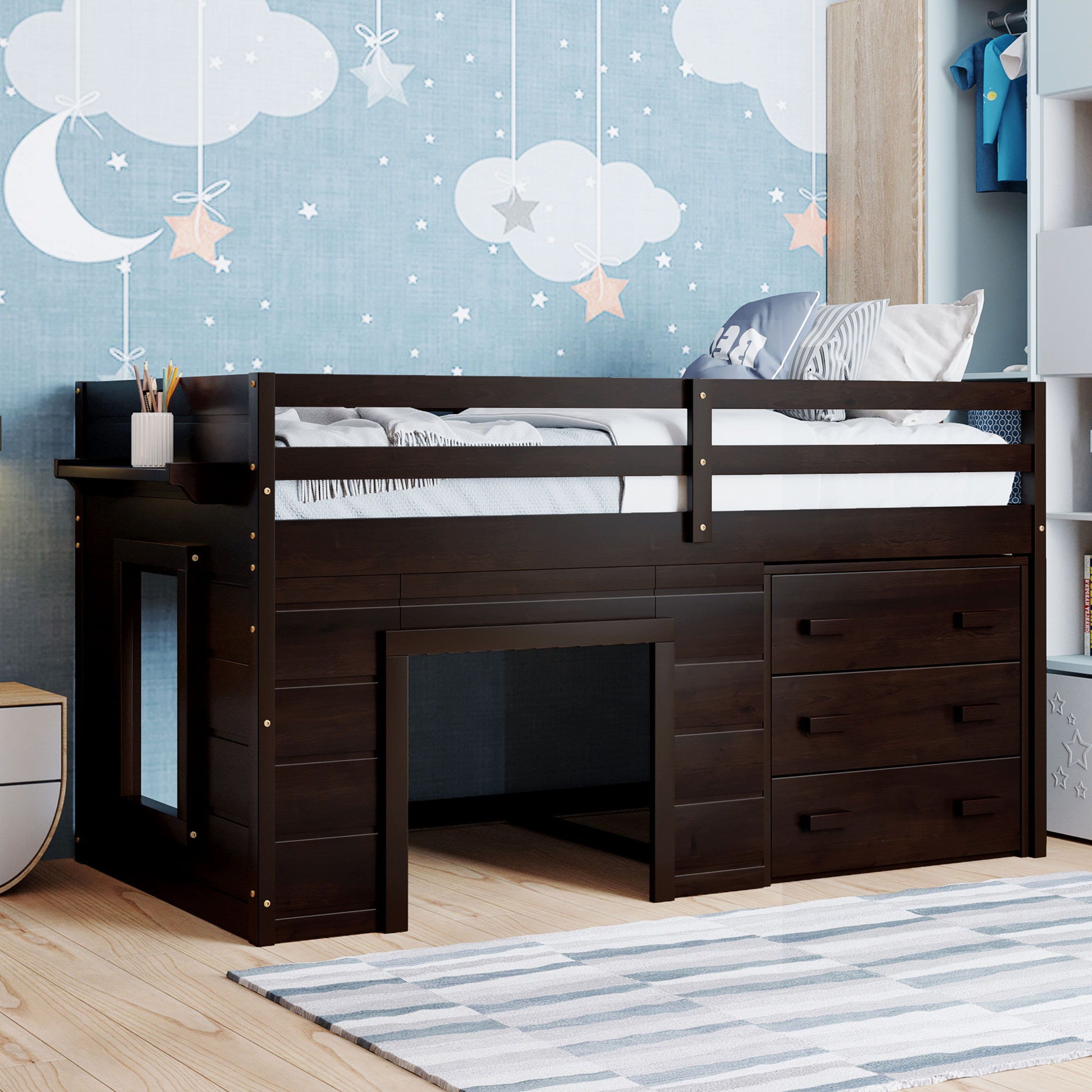 Loft Bed With Cabinet And Shelf - The Sleep Loft - Online Mattress Showroom NYC