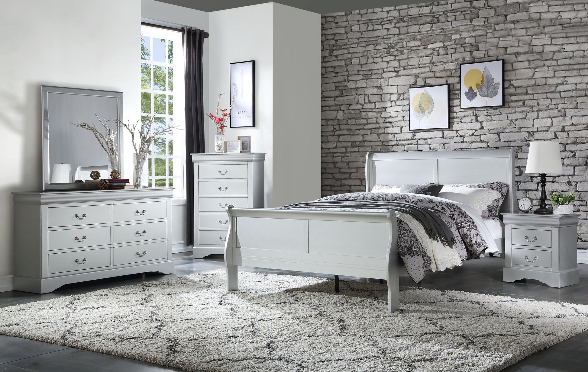 Louis Philippe - Sleigh Style Bed - The Sleep Loft - Online Mattress Showroom NYC