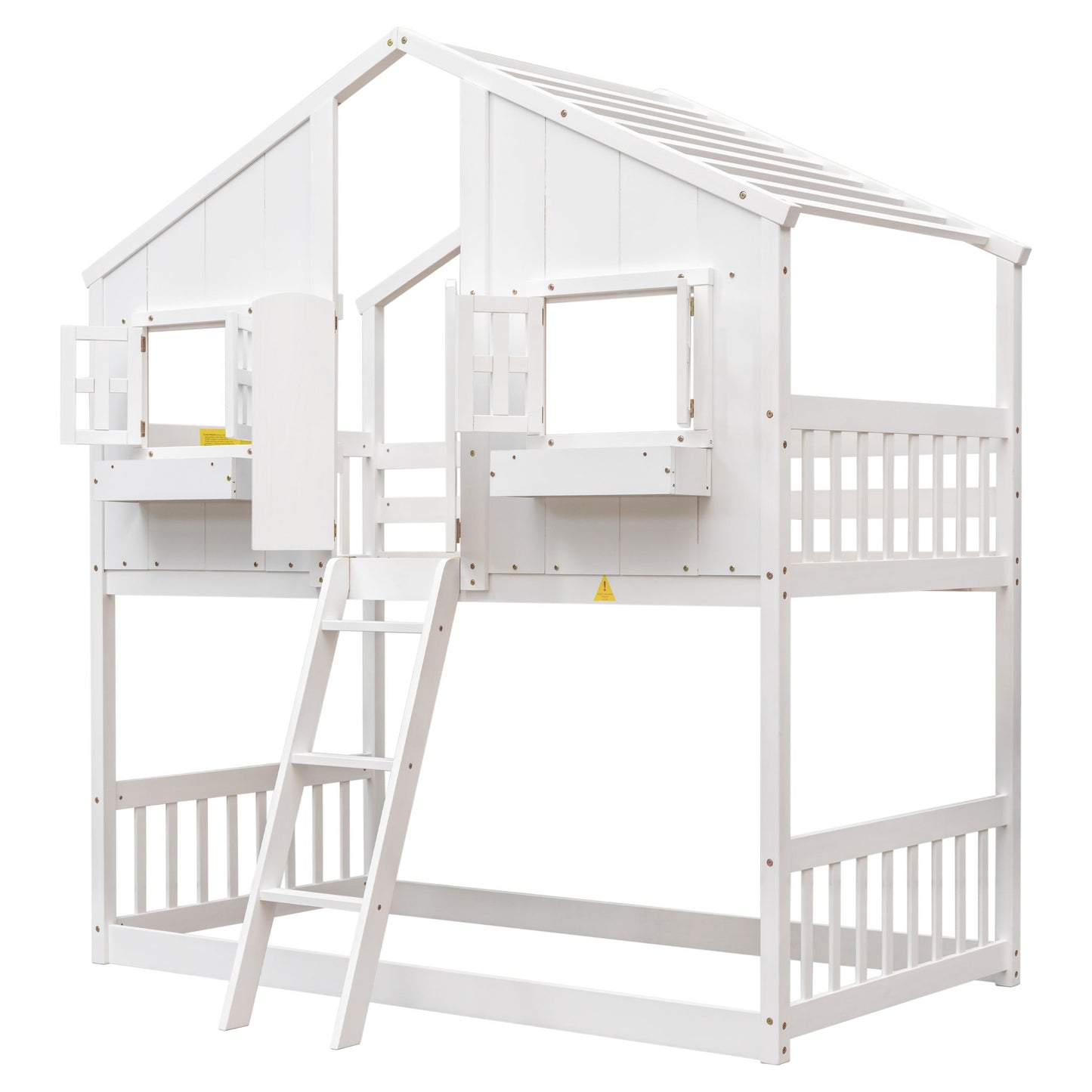 House Bunk Bed With Roof, Window, Window Box, Door, With Safety Guardrails And Ladder - The Sleep Loft - Online Mattress Showroom NYC