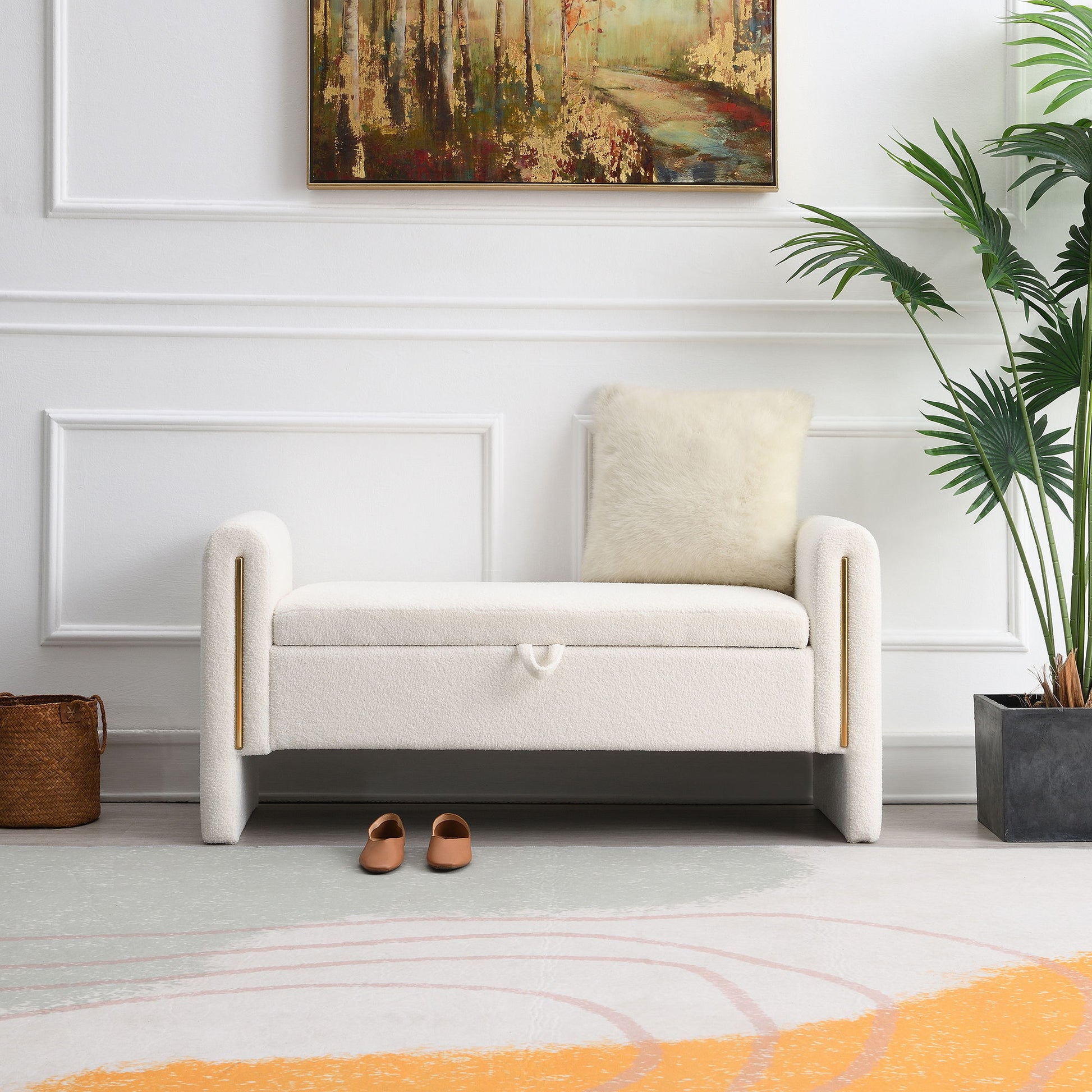 Modern Teddy Upholstered Large Bed End Bench With Arms And Storage - The Sleep Loft - Online Mattress Showroom NYC