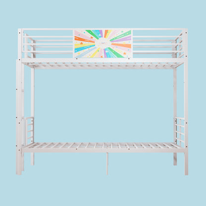 Bunk Bed, Convertible To 2 Separate Twin Size Beds & Full Length Guardrail & Ladder, No Box Spring Needed - White