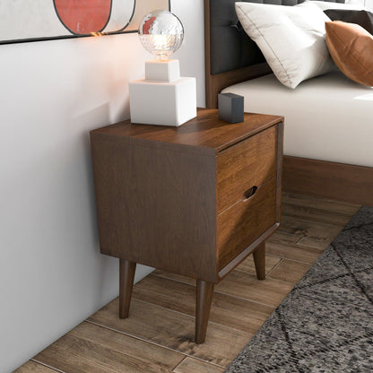 Alexandra - Night Stand With 2 Drawers - Walnut Brown - The Sleep Loft - Online Mattress Showroom NYC
