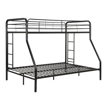 Modern Twin Over Full Metal Bunk Bed With Trundle And Dual Side Ladder And Metal Design - Black / Brown - The Sleep Loft - Online Mattress Showroom NYC