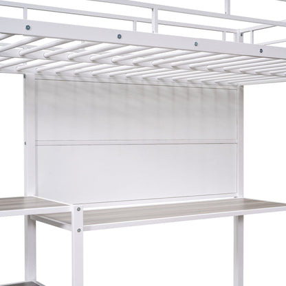 Metal Loft Bed With Desk, 3 Shelves And Ladder - The Sleep Loft - Online Mattress Showroom NYC