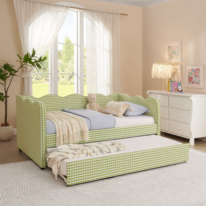 Gingham Daybed With USB Charging Port, Wave-Shaped Design - The Sleep Loft - Online Mattress Showroom NYC