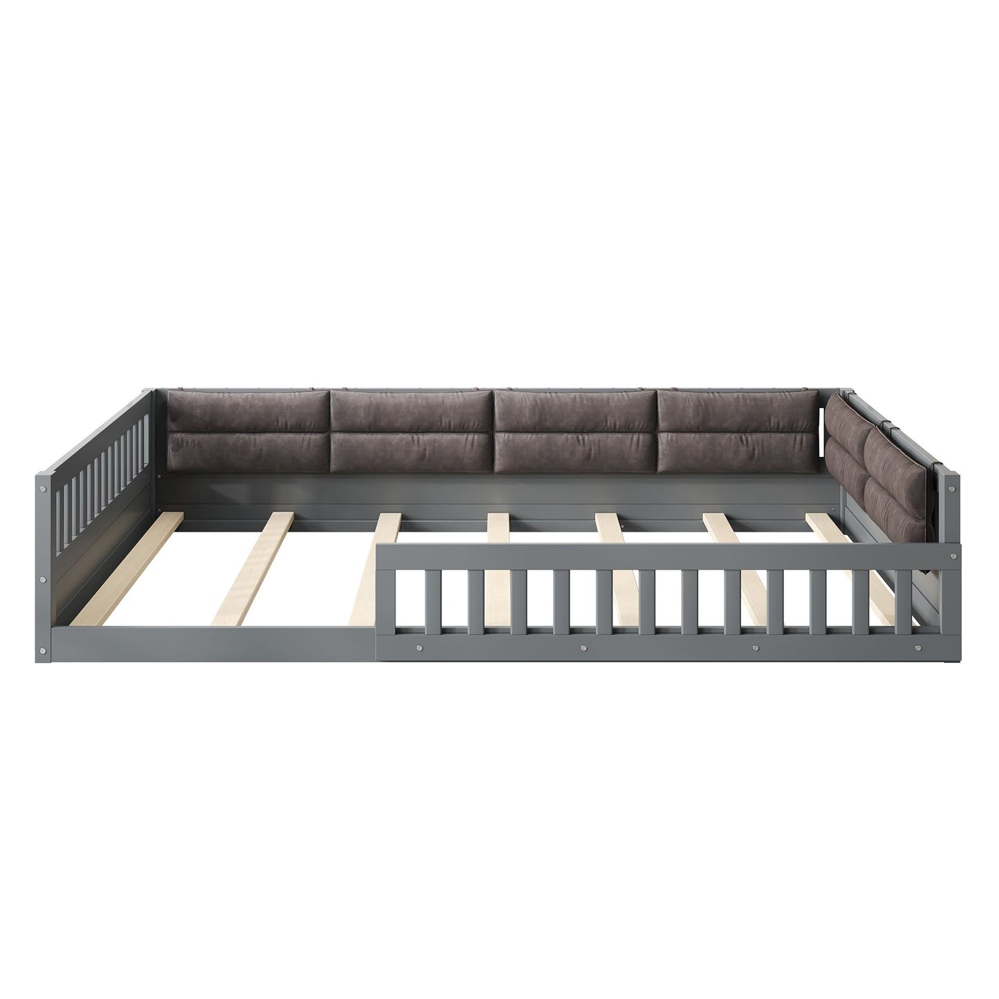 Upholstered Platform Bed With Guardrail And Pillow - The Sleep Loft - Online Mattress Showroom NYC