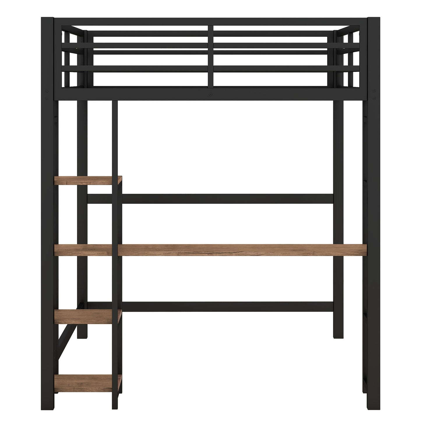 Loft Bed With Built In Desk And Storage Shelves, Full Size - Black - The Sleep Loft - Online Mattress Showroom NYC