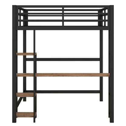 Loft Bed With Built In Desk And Storage Shelves, Full Size - Black - The Sleep Loft - Online Mattress Showroom NYC