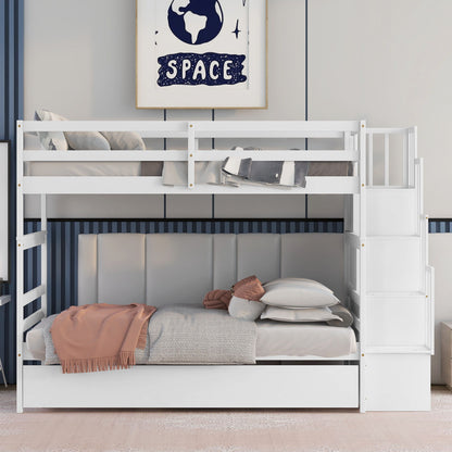 Twin Over Twin Bunk Beds With Twin Trundle And Stairway Storage Function - The Sleep Loft - Online Mattress Showroom NYC
