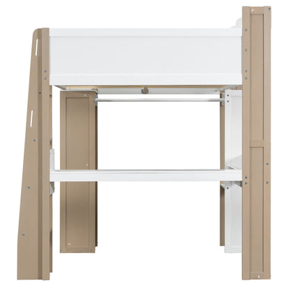 Loft Bed With Built In Storage Shelves, Clothes Rail, And Desk - The Sleep Loft - Online Mattress Showroom NYC