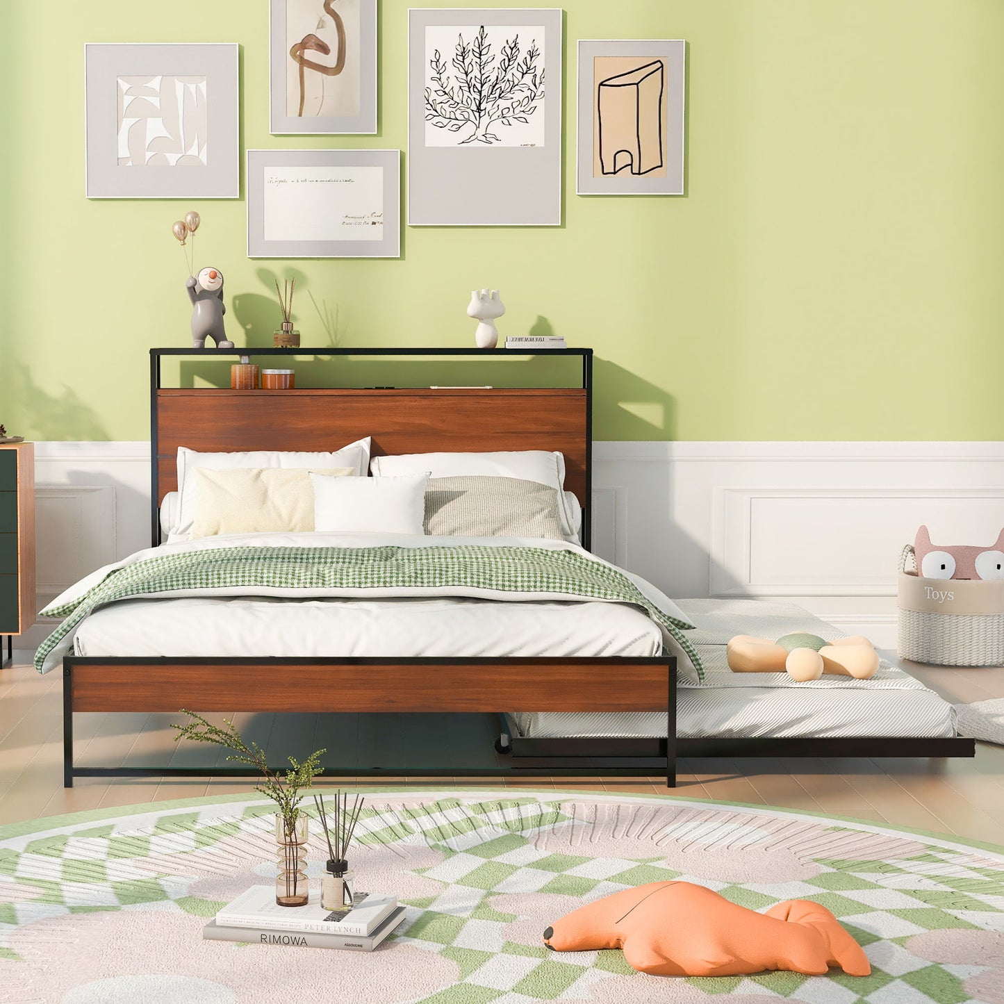 Platform Bed Frame With Trundle, USB Ports And Slat Support, No Box Spring Needed - The Sleep Loft - Online Mattress Showroom NYC