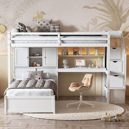 Loft Bed With Built In Desk And Staircase - The Sleep Loft - Online Mattress Showroom NYC