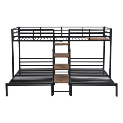 Metal Bunk Bed With Storage Shelves Staircase - The Sleep Loft - Online Mattress Showroom NYC