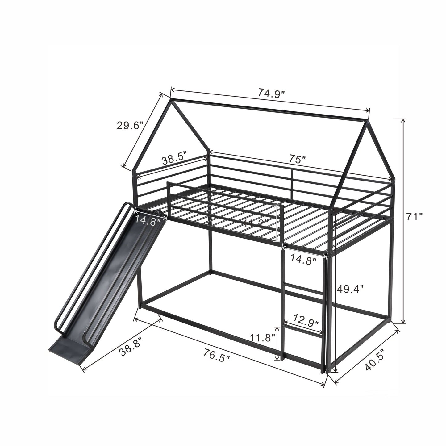 Twin Over Twin House Bunk Bed With Ladder And Slide - The Sleep Loft - Online Mattress Showroom NYC