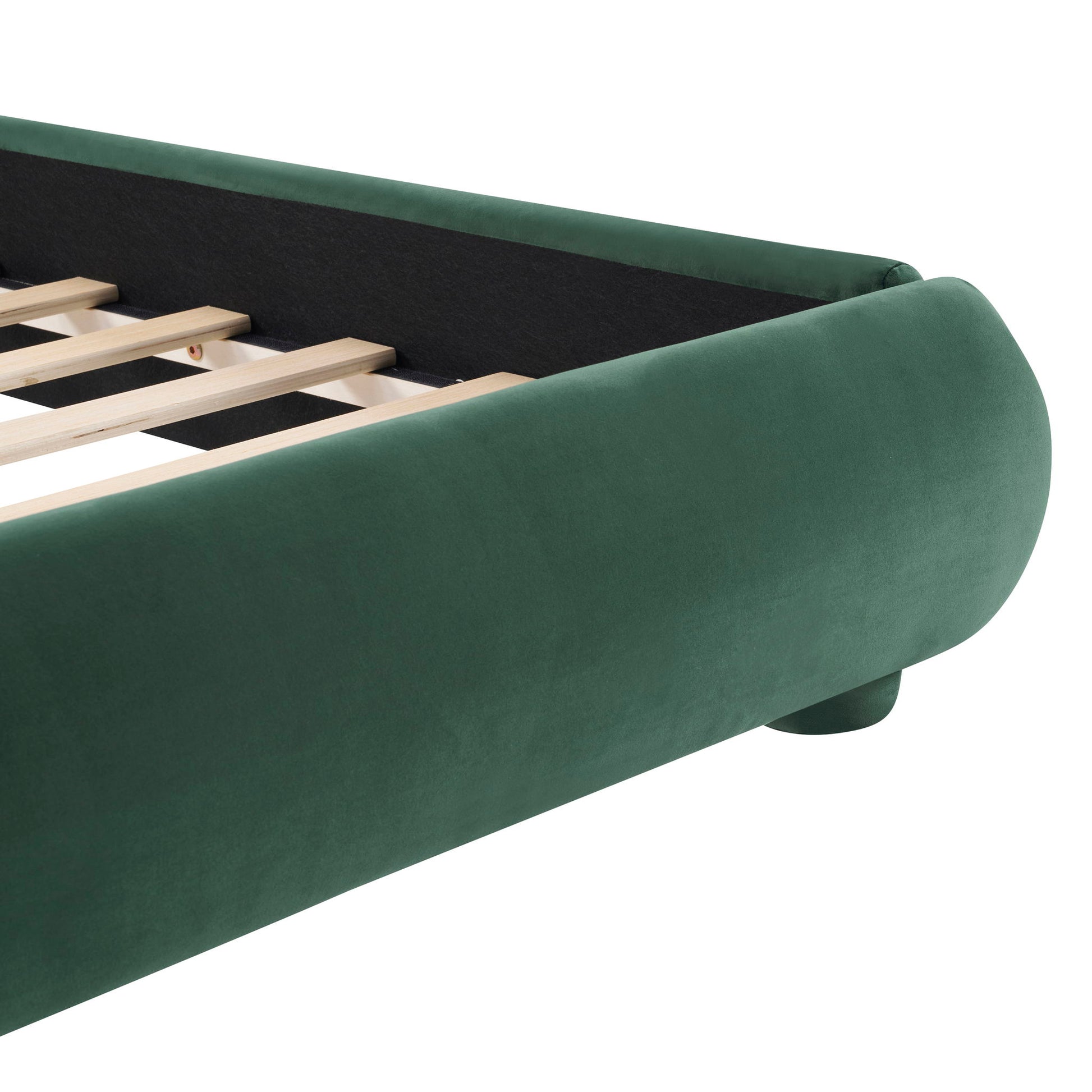 Upholstered Simple Modern Bedroom Bed With Curved Headboard - The Sleep Loft - Online Mattress Showroom NYC