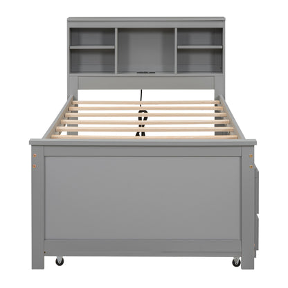 Platform Bed With Storage Headboard, USB, Trundle And 3 Drawers - The Sleep Loft - Online Mattress Showroom NYC