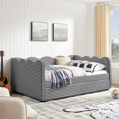 Gingham Daybed With USB Charging Port, Wave-Shaped Design - The Sleep Loft - Online Mattress Showroom NYC