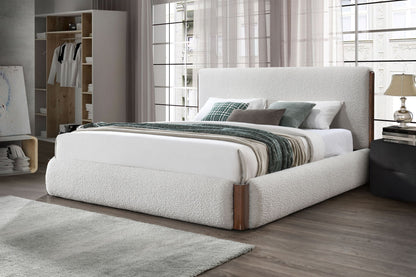 Sandro - Eastern King Bed Boucle - Walnut / White - The Sleep Loft - Online Mattress Showroom NYC