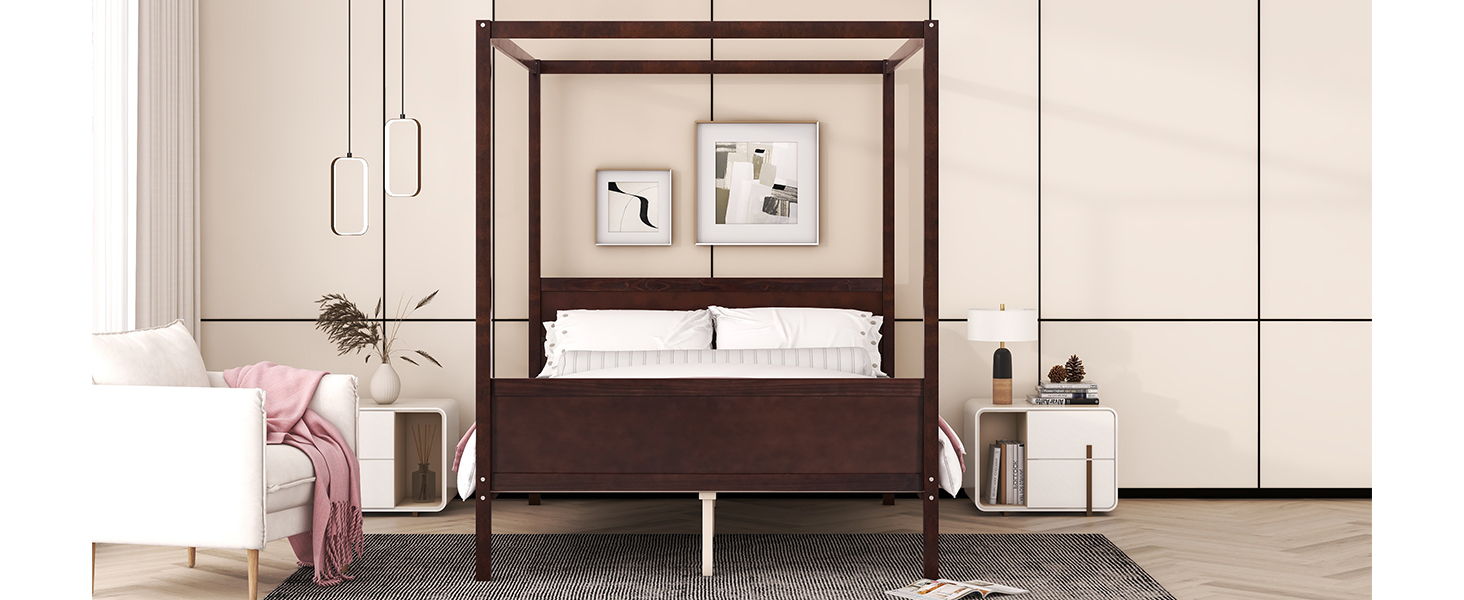 Canopy Platform Bed With Headboard And Footboard, Slat Support Leg - The Sleep Loft - Online Mattress Showroom NYC