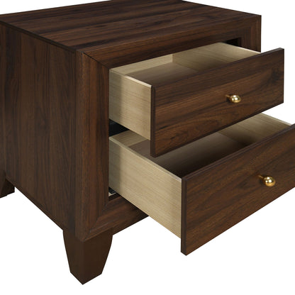 Anza - 2 Drawer Nightstand Bedside Table With Smooth Storage - Walnut - The Sleep Loft - Online Mattress Showroom NYC