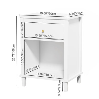 Nightstand & 1 Drawer And 1 Shelf - White - The Sleep Loft - Online Mattress Showroom NYC