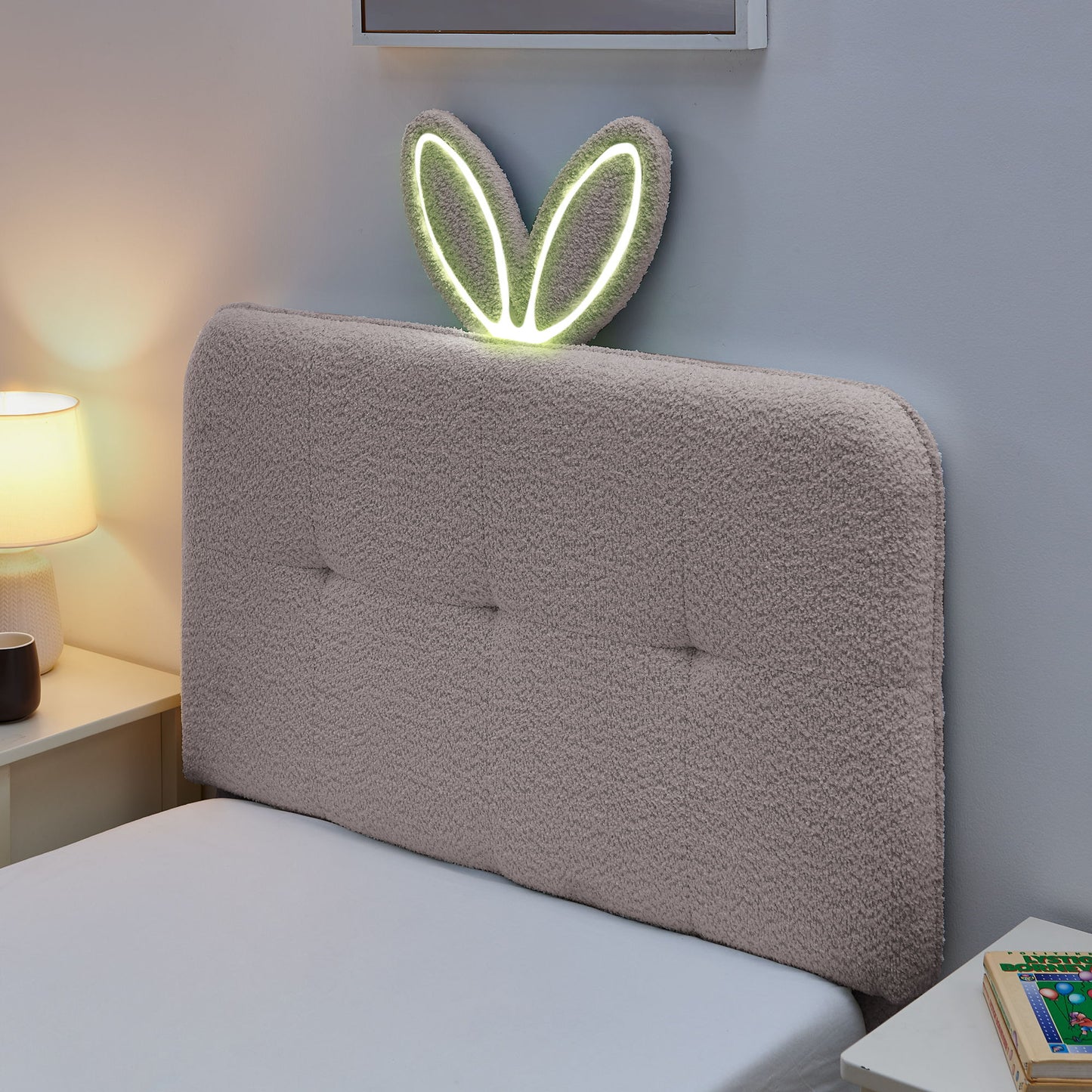 Upholstered Bed With Oversized Rabbit Ear Headboard, LED Lights & 4 Storage Drawers - The Sleep Loft - Online Mattress Showroom NYC