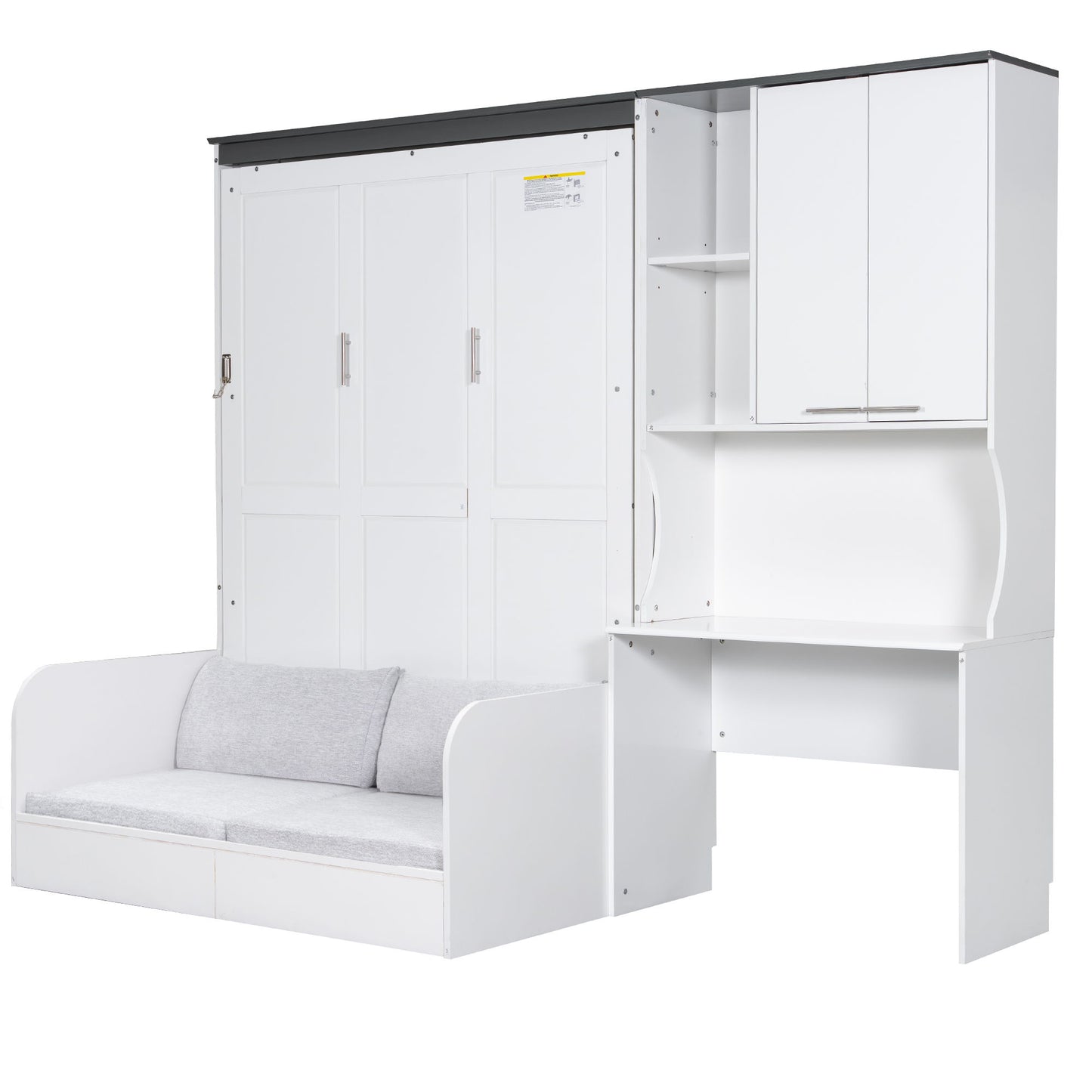Multi Functional Murphy Bed With Sofa, Desk, And Storage Cabinet In, Full Size - White - The Sleep Loft - Online Mattress Showroom NYC