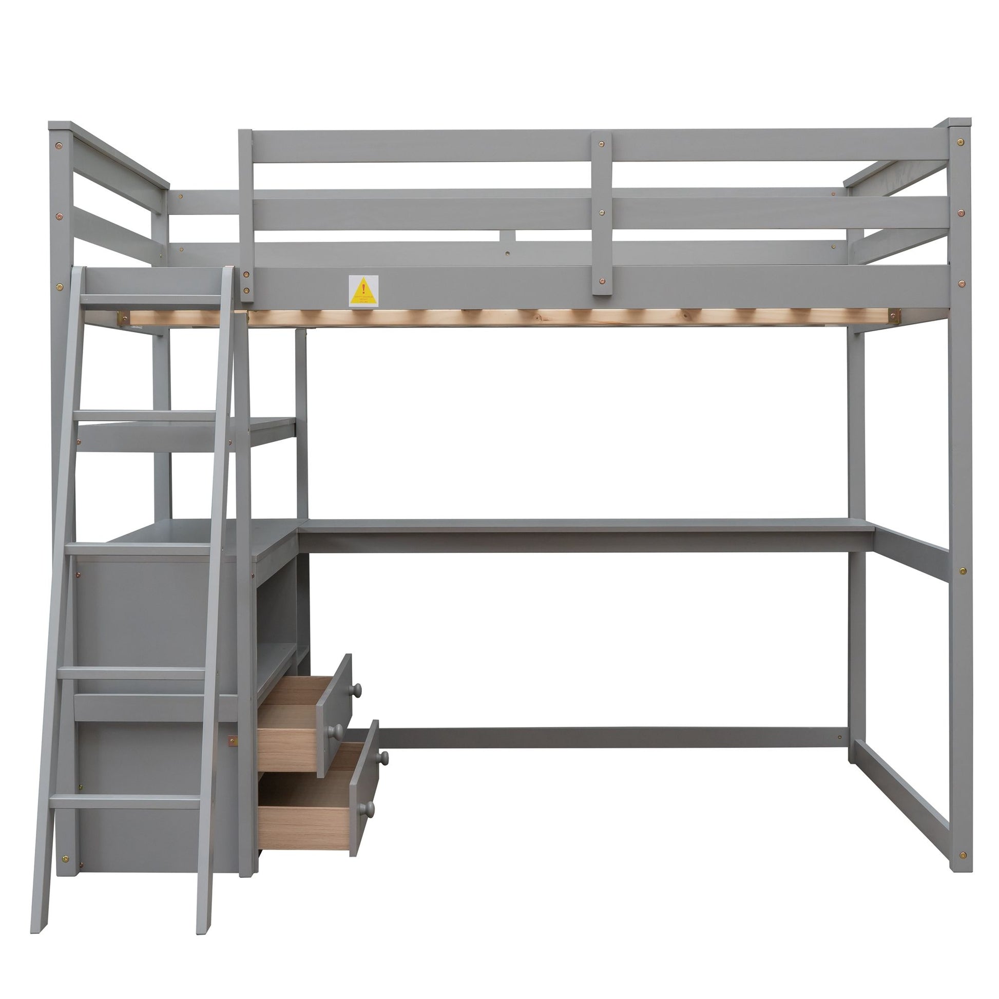 Modern Loft Bed With Built In Desk, Shelves, And 2 Drawers - The Sleep Loft - Online Mattress Showroom NYC