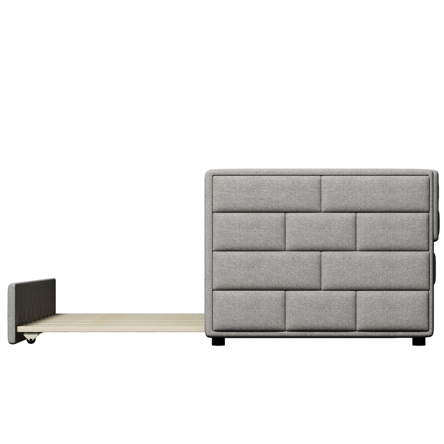 Upholstered Twin Size Daybed With Trundle, Padded Back And Sides - Gray - The Sleep Loft - Online Mattress Showroom NYC