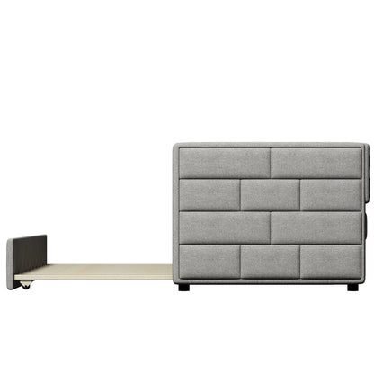 Upholstered Twin Size Daybed With Trundle, Padded Back And Sides - Gray - The Sleep Loft - Online Mattress Showroom NYC