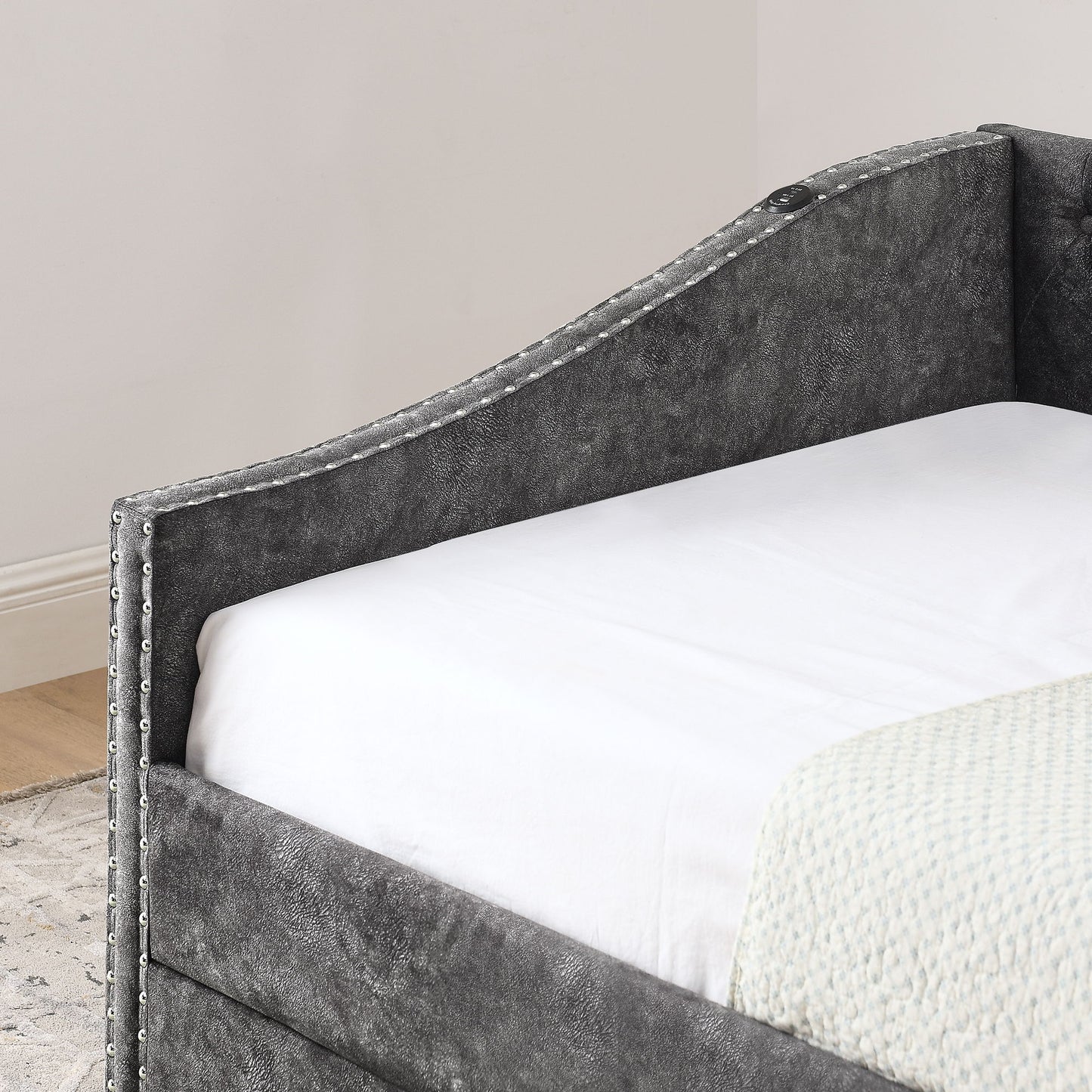 Upholstered Daybed With USB Charging & Pull Out Bed - The Sleep Loft - Online Mattress Showroom NYC