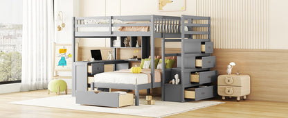 Bunk Bed With Desk, Drawers And Shelves - The Sleep Loft - Online Mattress Showroom NYC