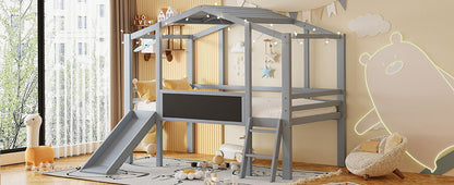 Loft House Bed With Ladder And Slide, With board And Light Strip On The Roof - The Sleep Loft - Online Mattress Showroom NYC
