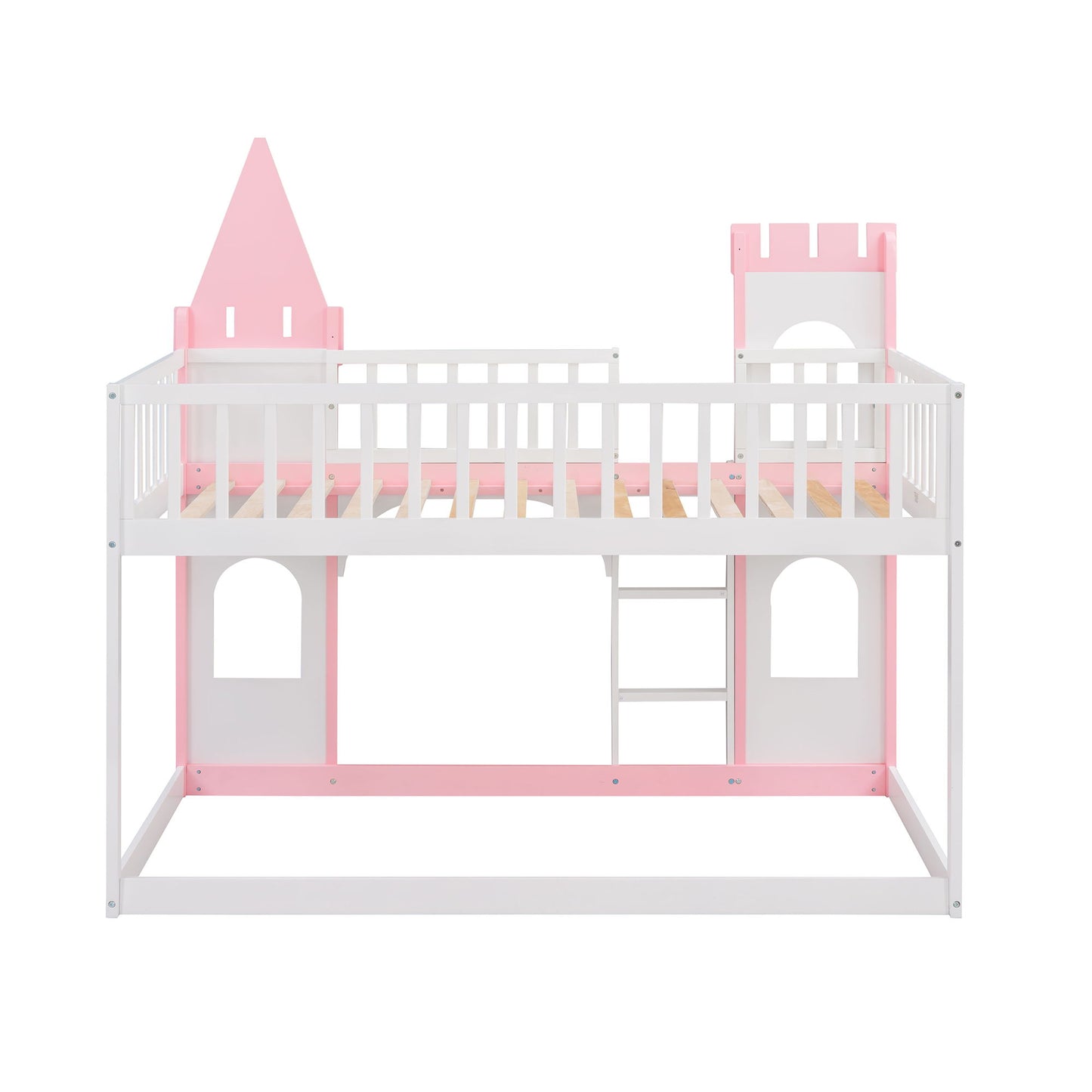 Twin Over Twin Castle Bunk Bed With Ladder - Pink - The Sleep Loft - Online Mattress Showroom NYC