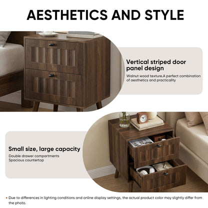 Double Drawer Bedside Table (Set of 2) - Walnut - The Sleep Loft - Online Mattress Showroom NYC