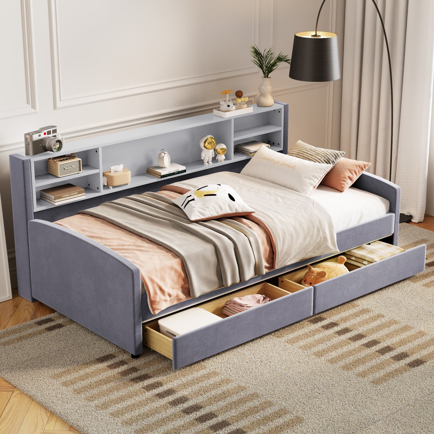 Luxurious Upholstered Platform Bed With Storage Drawers - The Sleep Loft - Online Mattress Showroom NYC