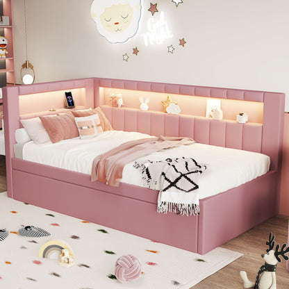 Upholstered Platform Bed With USB Ports And LED Belt - The Sleep Loft - Online Mattress Showroom NYC