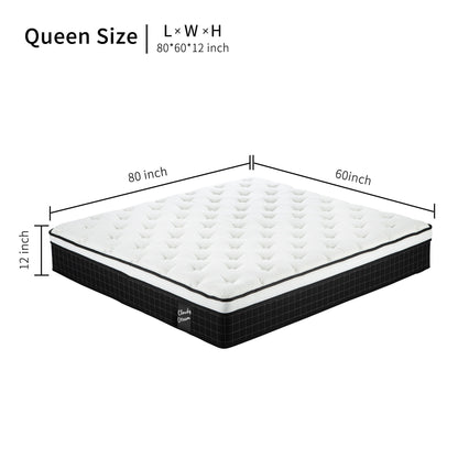 12" Hybrid Mattress With Individual Pocket Spring, Comortable Memory Foam - The Sleep Loft - Online Mattress Showroom NYC