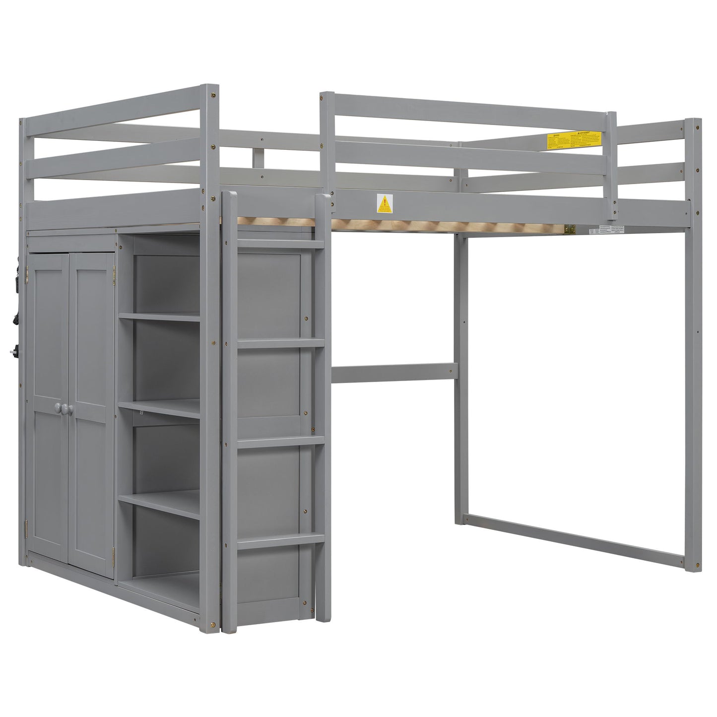 Loft Bed With Built In Wardrobe, Storage Shelves, And LED Light - The Sleep Loft - Online Mattress Showroom NYC