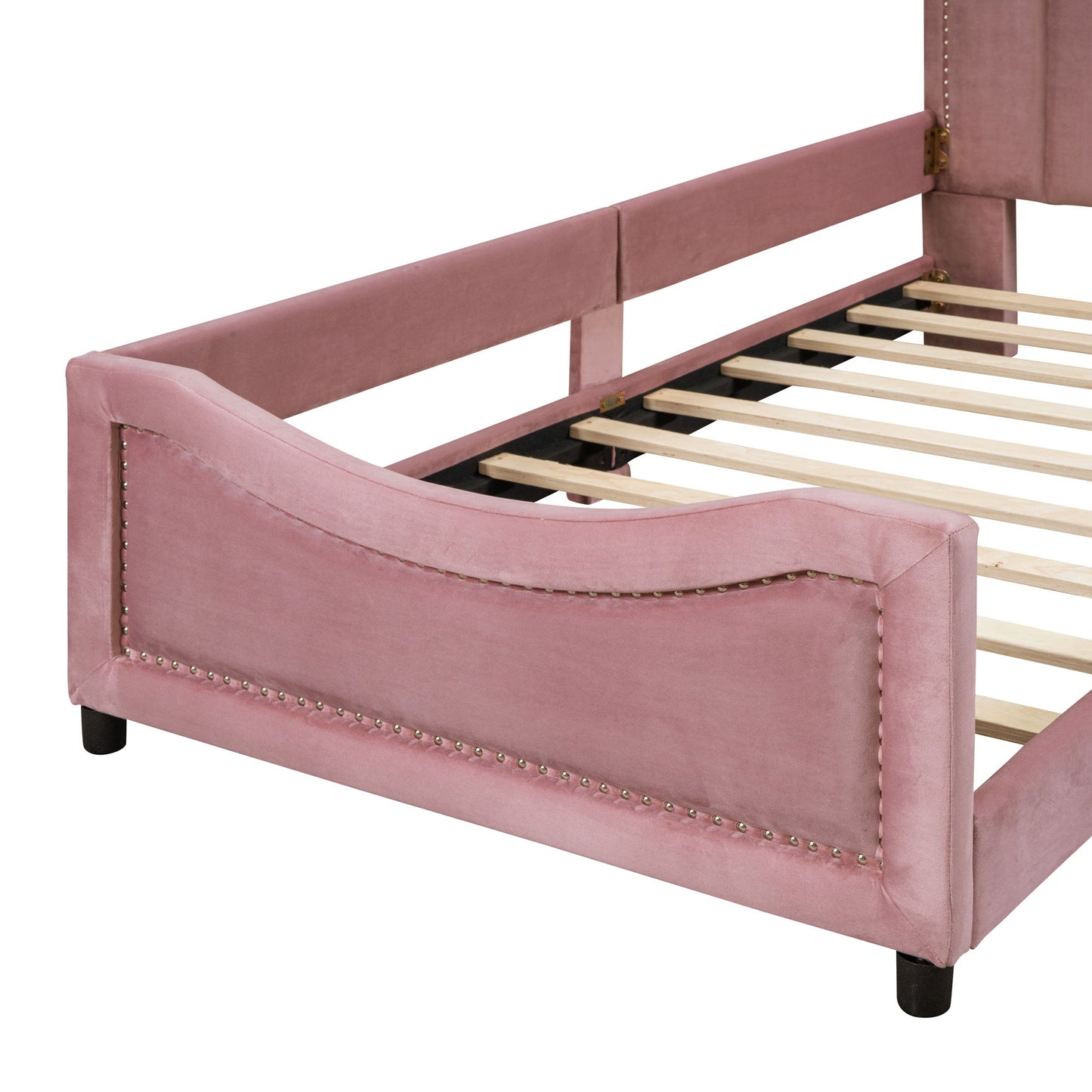 Upholstered Daybed With Classic Stripe Shaped Headboard - The Sleep Loft - Online Mattress Showroom NYC