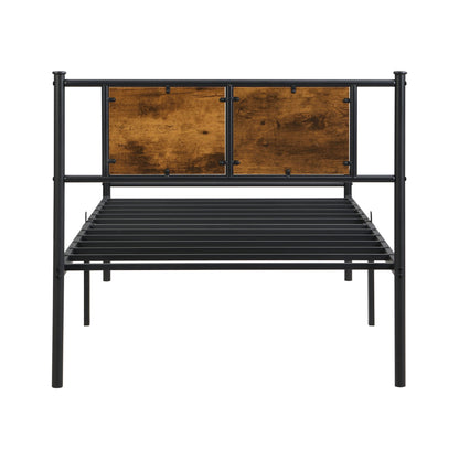 ModerMetal Bedframe With Wood Panel Headboard - The Sleep Loft - Online Mattress Showroom NYC