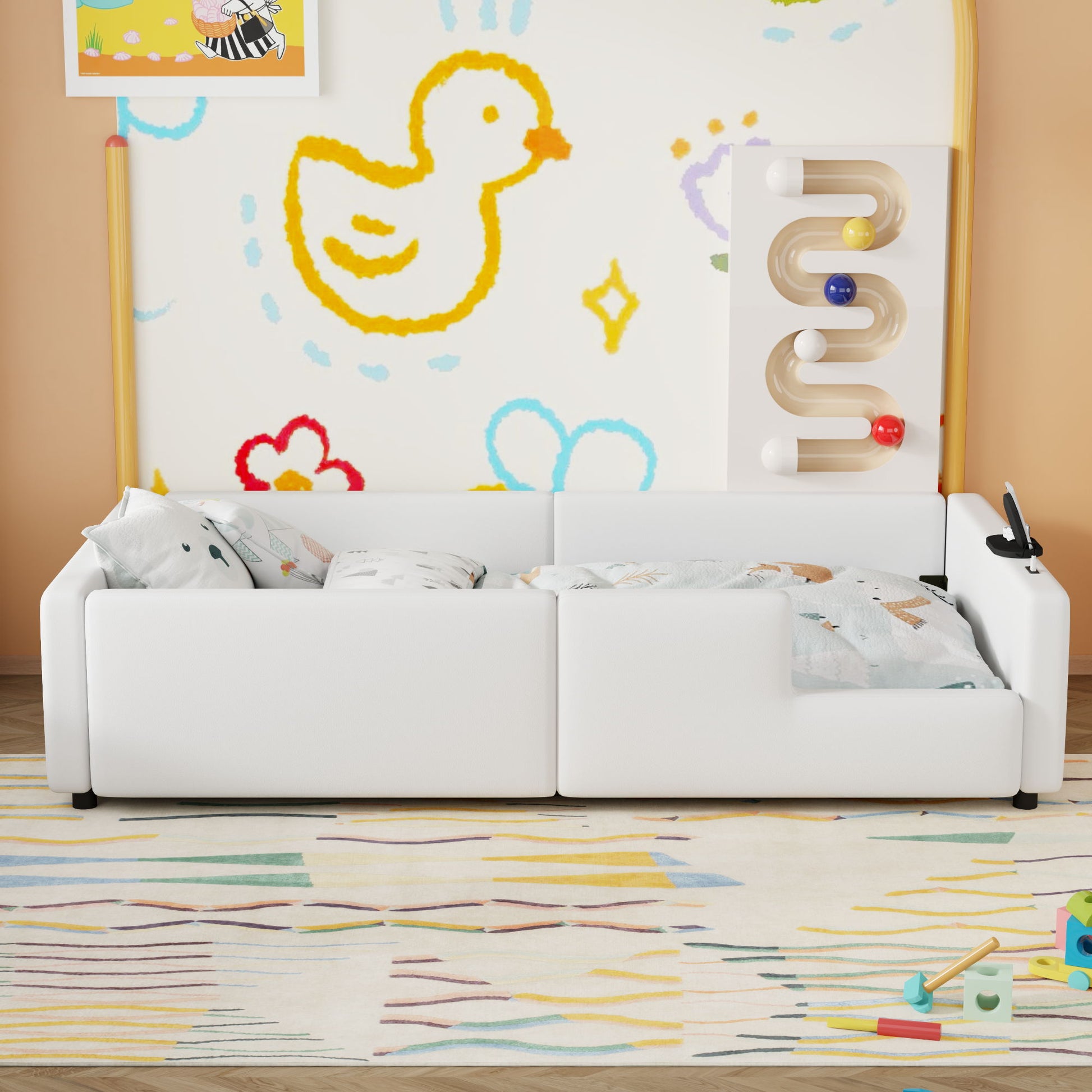 Platform Bed With Guardrail And Charging Station - The Sleep Loft - Online Mattress Showroom NYC