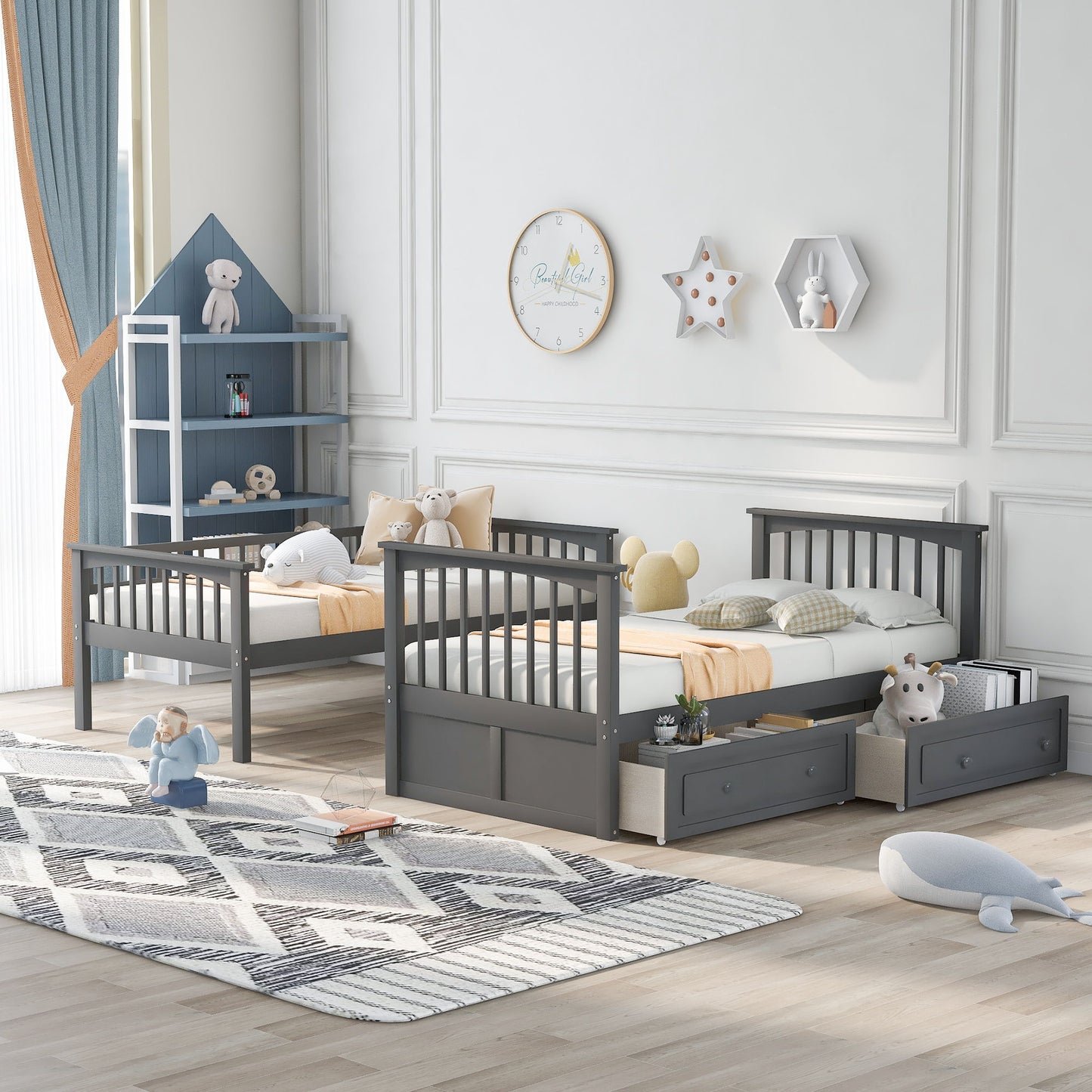 Twin Over Twin Bunk Bed With Drawers, Convertible Beds - The Sleep Loft - Online Mattress Showroom NYC