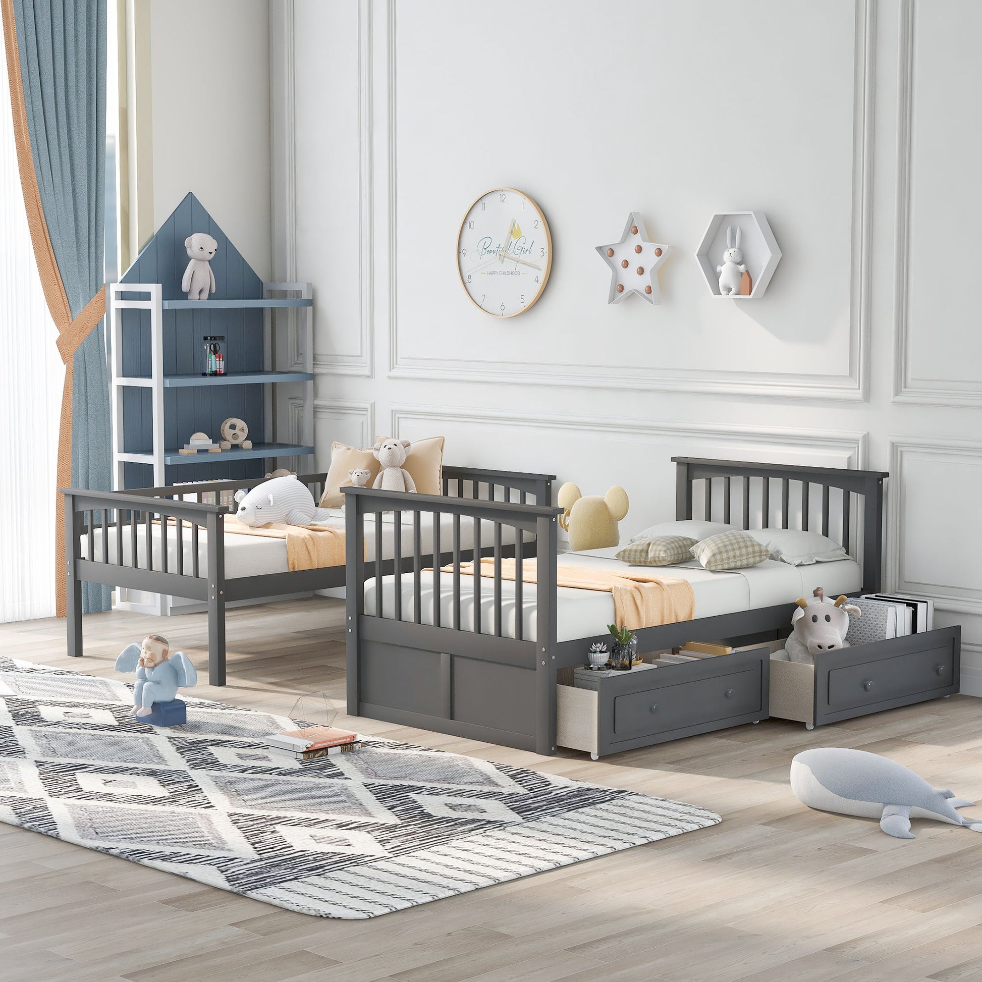 Twin Over Twin Bunk Bed With Drawers, Convertible Beds - The Sleep Loft - Online Mattress Showroom NYC