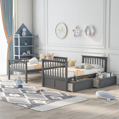 Twin Over Twin Bunk Bed With Drawers, Convertible Beds - The Sleep Loft - Online Mattress Showroom NYC